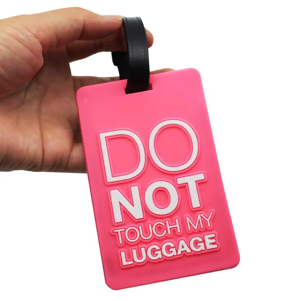 Custom Rectangle Silicone Luggage Tag Logo Embossed Rubber Tag
